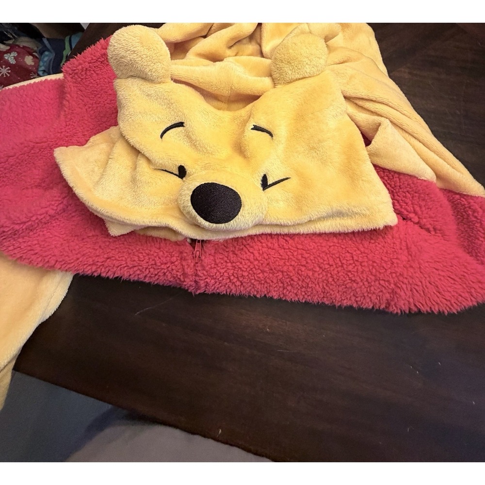Disney Winnie The Pooh Pajamas Costume Large 12/14 Front Zip Fleece Union Suit
